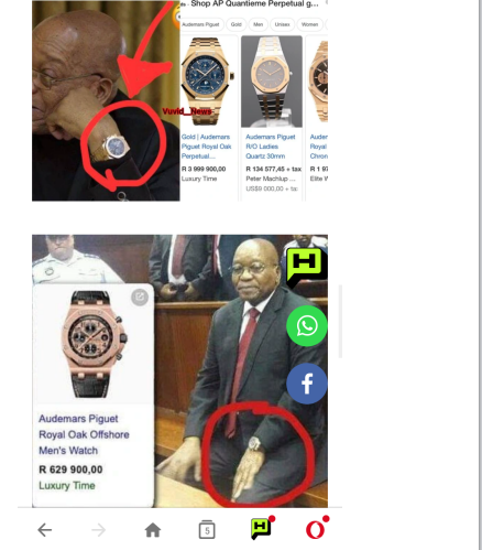 Jacob Zuma's expensive wrist watch that cost millions of Rand